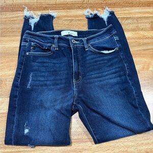 Kancan Dark Blue Distressed Skinny Jeans